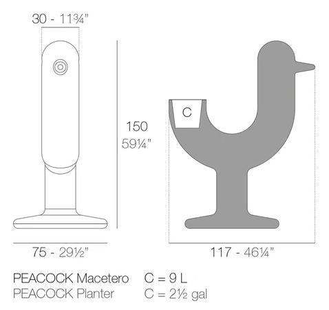 2601 PEACOCK PLANTER Vogel-Pflanzgefäß